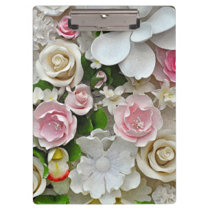 Rosa und weiße Blumenmuster Klemmbrett