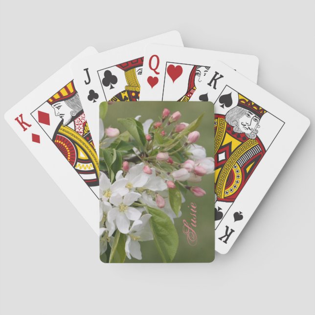 Rosa und weiße Blüten Spielkarten (Rückseite)
