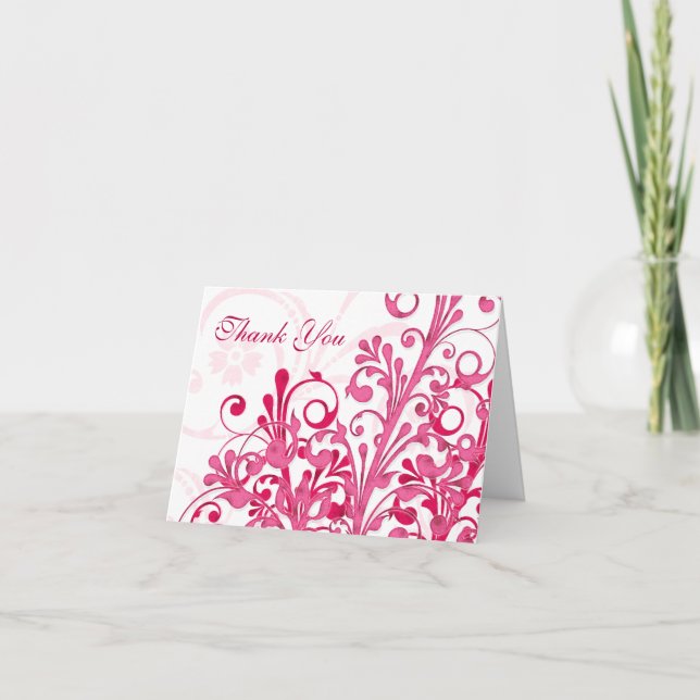 Rosa und weiße Blütenhochzeit Danke Karte (Vorderseite)