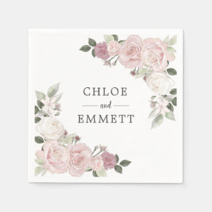 Rosa und weiße Blütenpracht mit Napkins Hochzeit Serviette
