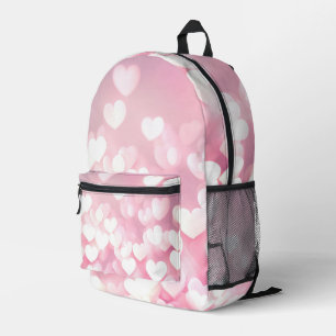 Rosa und weiße Bokeh Herz Bedruckter Rucksack