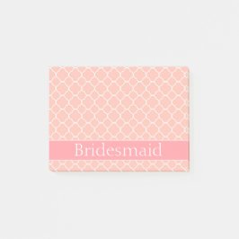 Rosa und weiße Bridmaid Post-it Klebezettel