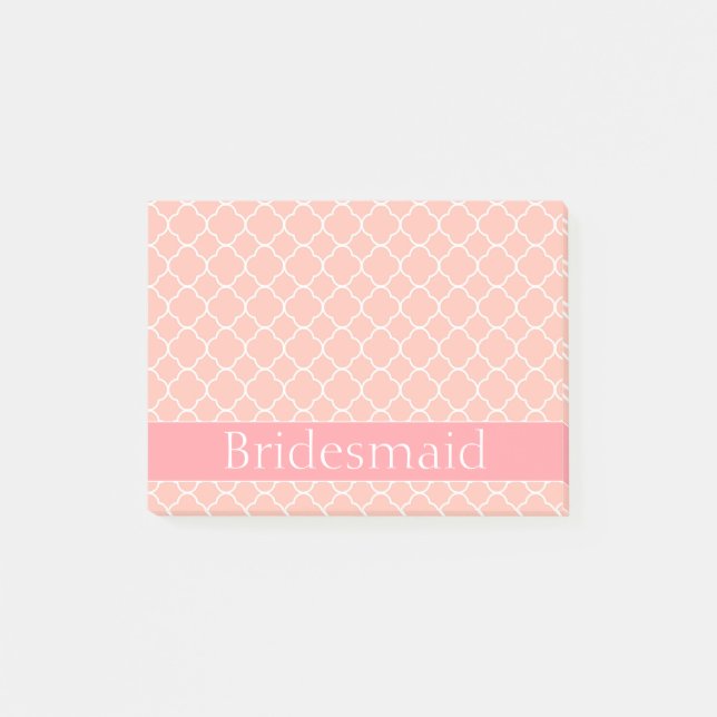 Rosa und weiße Bridmaid Post-it Klebezettel (Vorderseite)