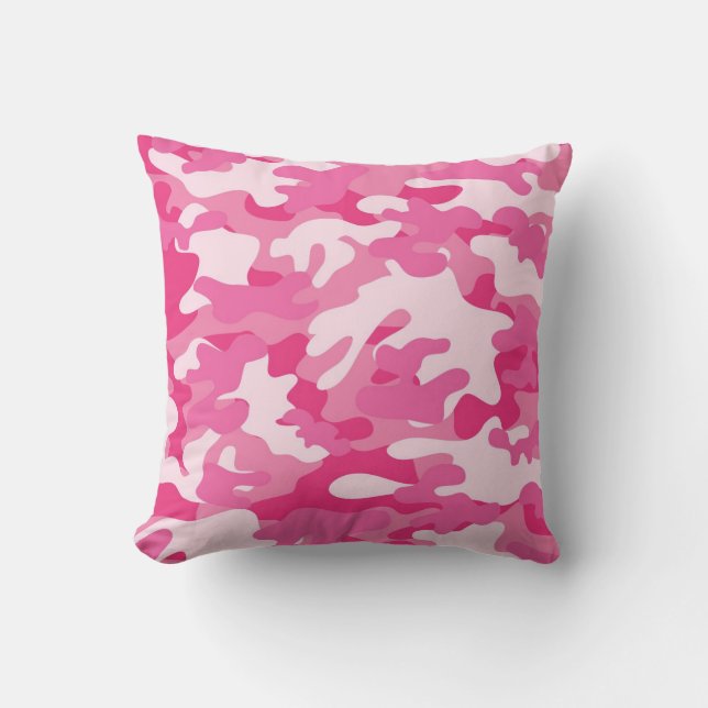Rosa und weiße Camouflage Kissen (Vorderseite)