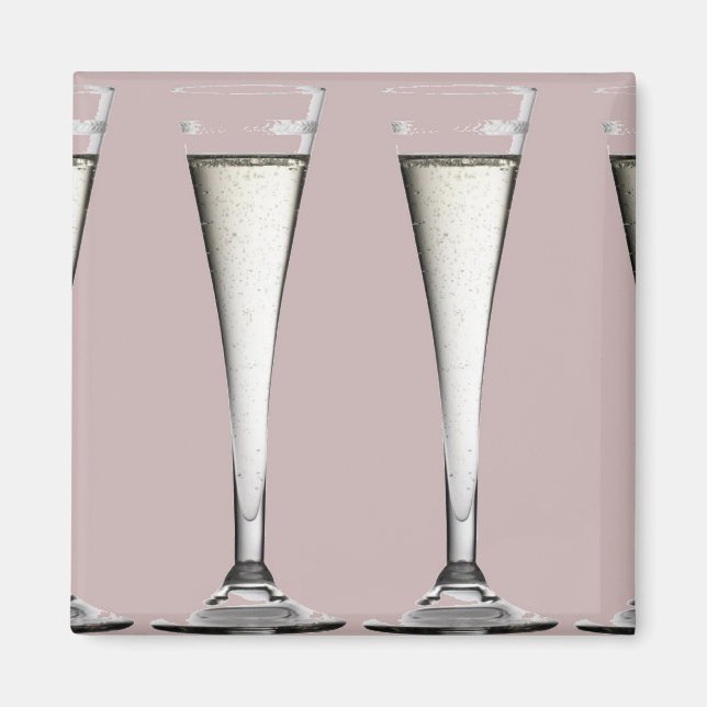 Rosa und weiße Champagner-Glass-Flöten Magnet (Vorne)
