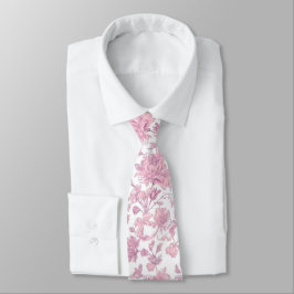 Rosa und weiße Chinoiserie Blumen Krawatte