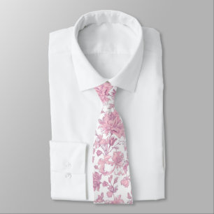 Rosa und weiße Chinoiserie Blumen Krawatte