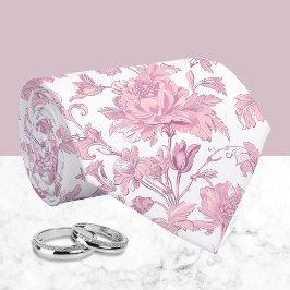 Rosa und weiße Chinoiserie Blumen Krawatte