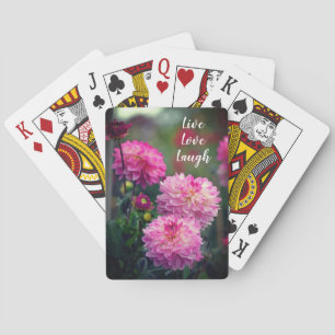 Rosa und weiße Dahlia Blume Motivierend Spielkarten