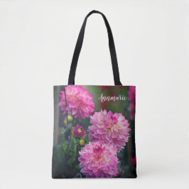 Rosa und weiße Dahlia Blume Personalisiert Tasche