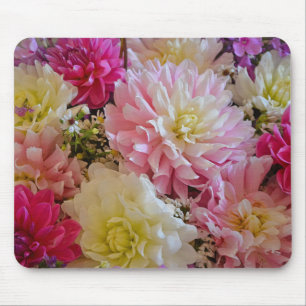 Rosa und weiße Dahlien-Blume Mousepad