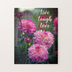 Rosa und Weiße Dahlienblume Inspirierendes Zitat