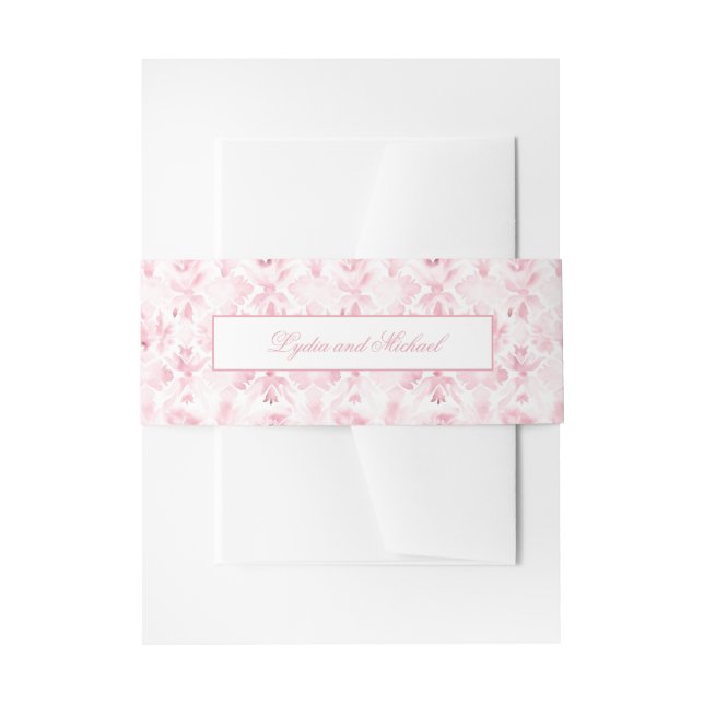 Rosa und weiße Damaske Einladung Bauchband Einladungsbanderole (Vorderseite Beispiel)