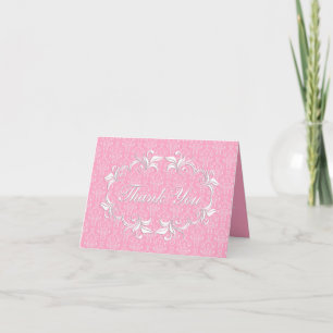 Rosa und weiße Damaske/wirbeln-Frame-Karte Karte