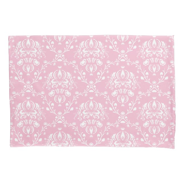 Rosa und weiße Damast Kissenbezug (Vorderseite-Links)