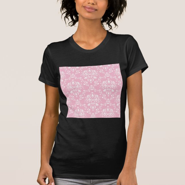 Rosa und weiße Damast T-Shirt (Vorderseite)