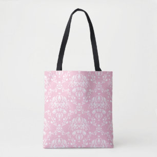 Rosa und weiße Damast Tasche