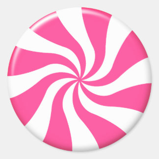 Rosa und weiße Drehung Bonbons Runder Aufkleber