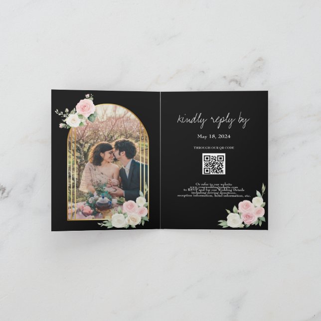 Rosa und weiße Duskyblüten Einladung zur Hochzeit (Innenseite)