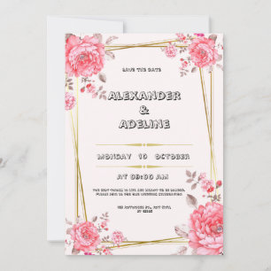 Rosa und weiße Elegante Einladung zur Hochzeit