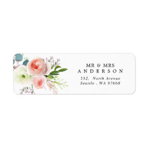 Rosa und weiße Floral Rückgabeadresse Etikett