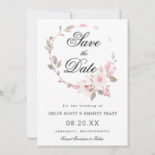 Rosa und Weiße Florale Hochzeit Save The Date
