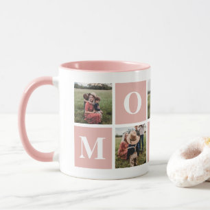 Rosa und weiße Fotocollage Mommy Tasse