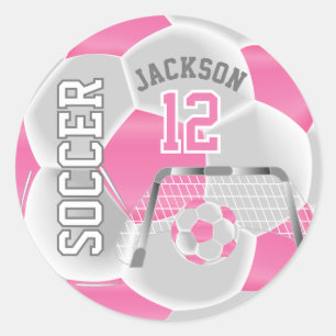 Rosa und Weiße Fußball Runder Aufkleber
