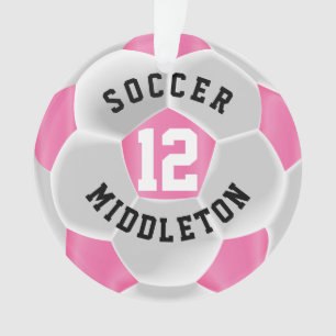 Rosa und weiße ⚽ Fußball Sport Ball Ornament