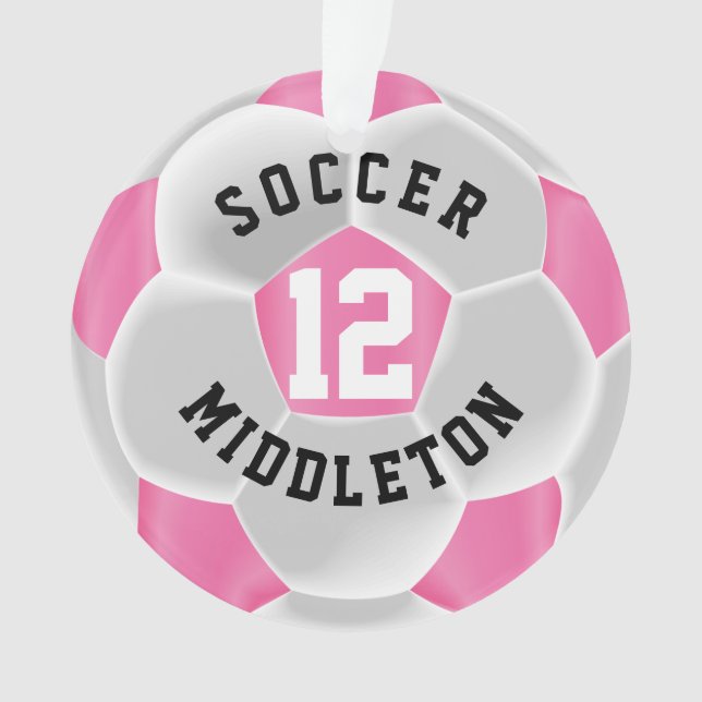 Rosa und weiße ⚽ Fußball Sport Ball Ornament (Vorderseite)