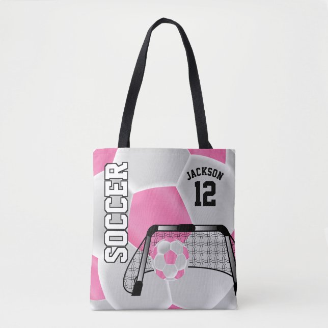 Rosa und weiße Fußball Tasche (Vorderseite)