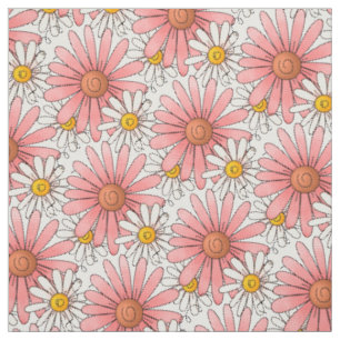 Rosa und weiße Gänseblümchen-Muster Stoff