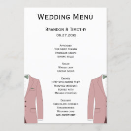 Rosa und weiße Gay-Hochzeitskarten Menükarte