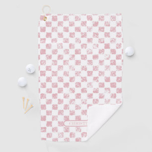 Rosa und weiße Gingham Ladys Golfhandtuch
