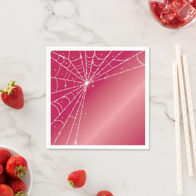 Rosa und weiße glänzende Diamantspinne Web Serviette (Beispiel)
