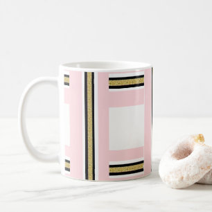Rosa und weiße Gold Schwarz Streifen Tasse
