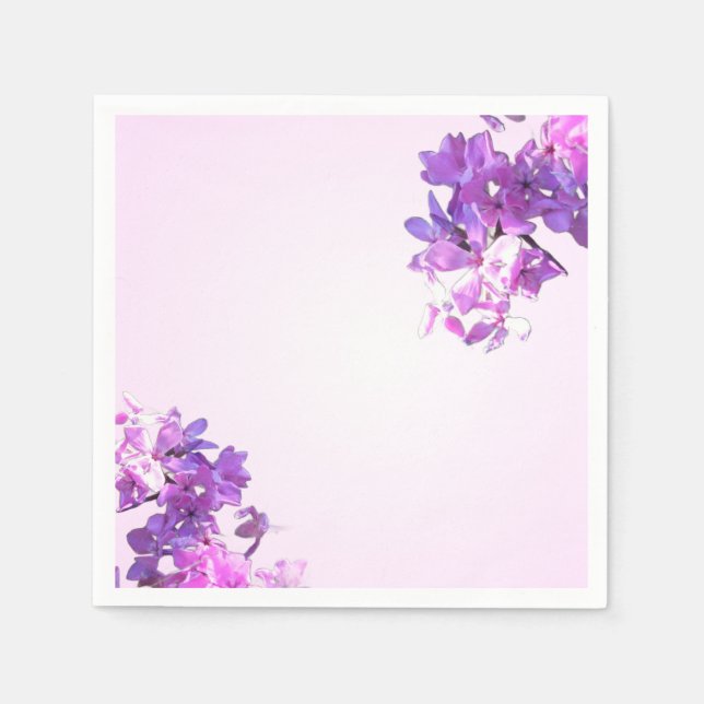 Rosa und weiße Gradient Serviette mit Blumen (Vorderseite)