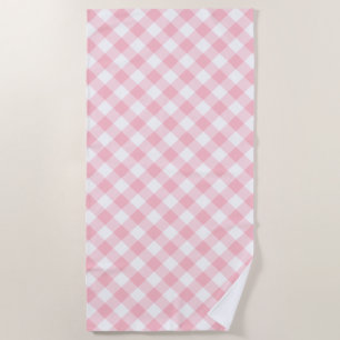 Rosa und weiße große Diagonal-Gingham-Karos Strandtuch