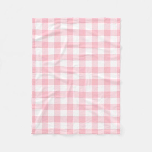 Rosa und weiße große Gingham-Karos Fleecedecke (Vorderseite)