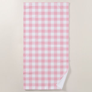 Rosa und weiße große Gingham-Karos Strandtuch