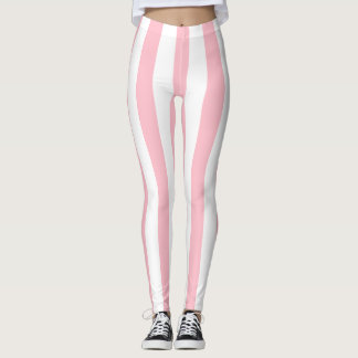 Rosa und weiße große vertikale Streifen Leggings