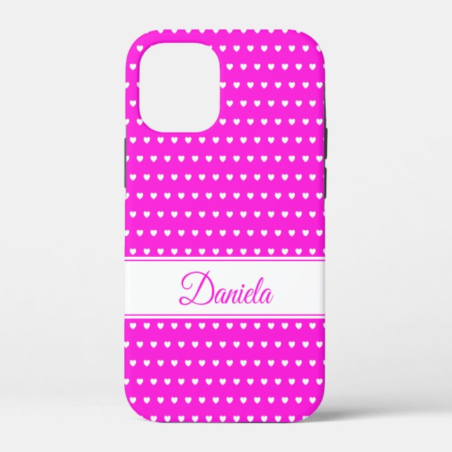 Rosa und weiße Herzen, Individuelle Name Case-Mate iPhone Hülle (Rückseite)