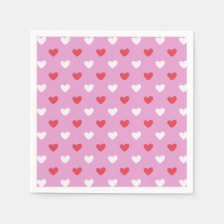 Rosa und weiße Herzen Serviette