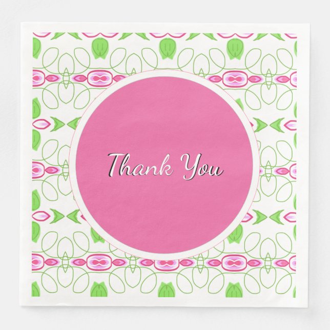 Rosa und Weiße Hochzeit Serviette (Vorderseite)