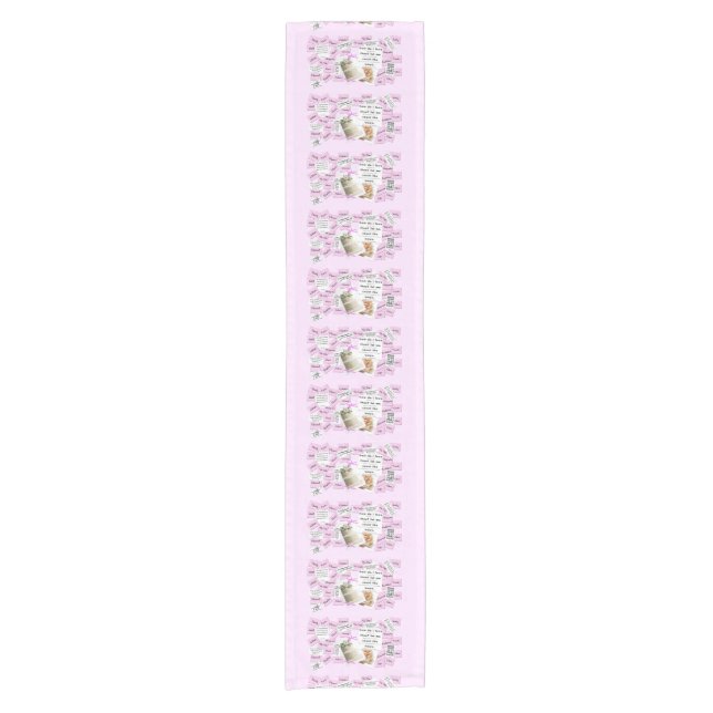 Rosa und weiße Hochzeitsplattform Kurzer Tischläufer (Vorderseite)