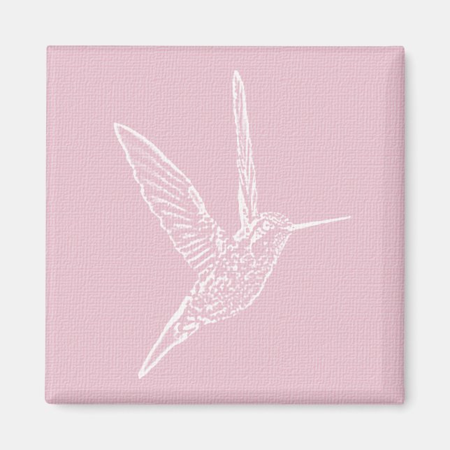 Rosa und Weiße Hummingvogel Magnet (Vorne)