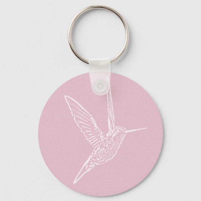 Rosa und Weiße Hummingvogel Schlüsselanhänger (Vorderseite)