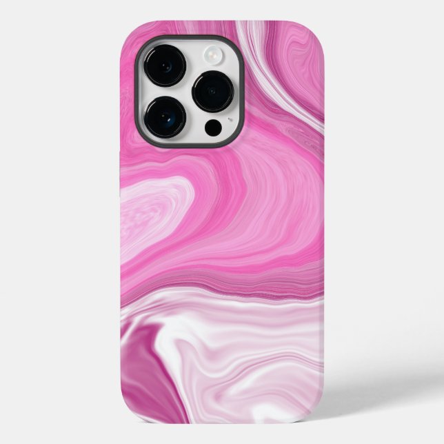 Rosa und weiße Imitat Marmor Case-Mate iPhone 14 Pro Hülle (Rückseite)
