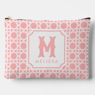 Rosa und Weiße Kanne   Rattan   Monogramm Zubehörtasche