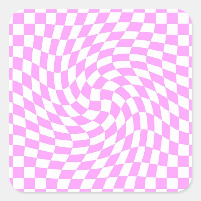 Rosa und weiße Karos Gestaltungsmuster Quadratischer Aufkleber (Vorderseite)
